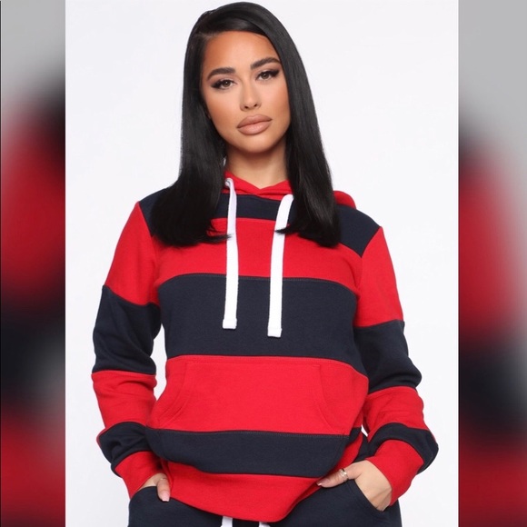 Blocking Him Hoodie Navy/Red (worn once) - Picture 4 of 5